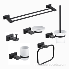 Hotel muur gemonteerd mat zwart accessoires set